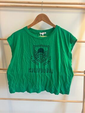 Anthropologie Sundry Green California cropped Graphic Tee NWT